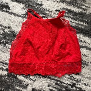 NWOT Aerie High Neck Bralette Red